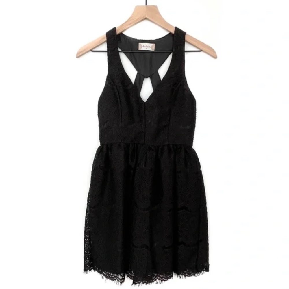 Altar’d State Black Cut Out Mini Dress Lace Strappy Fit N Flare Sleeveless XS